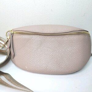 Elie Beaumont Womens Reg Sling Bag Blush Pink Crossbody W/Champagne Strip Strap